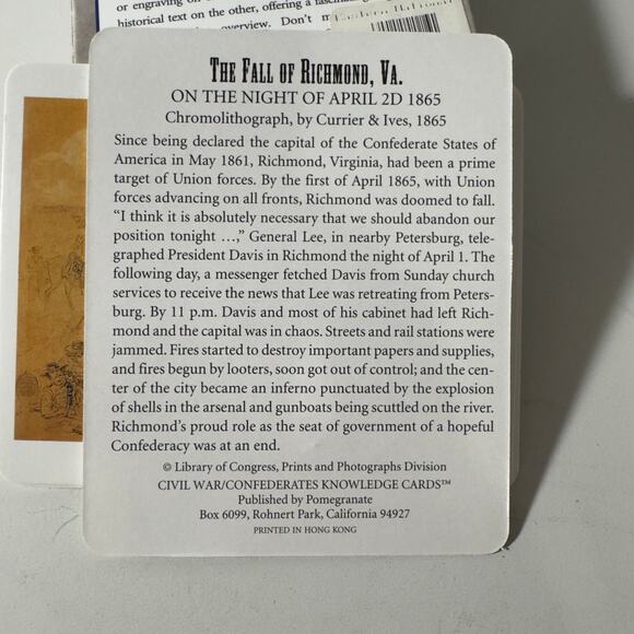 The Civil War "The Union" &"The Confederacy" Library Of Congress Knowledge Cards - Picture 5 of 5